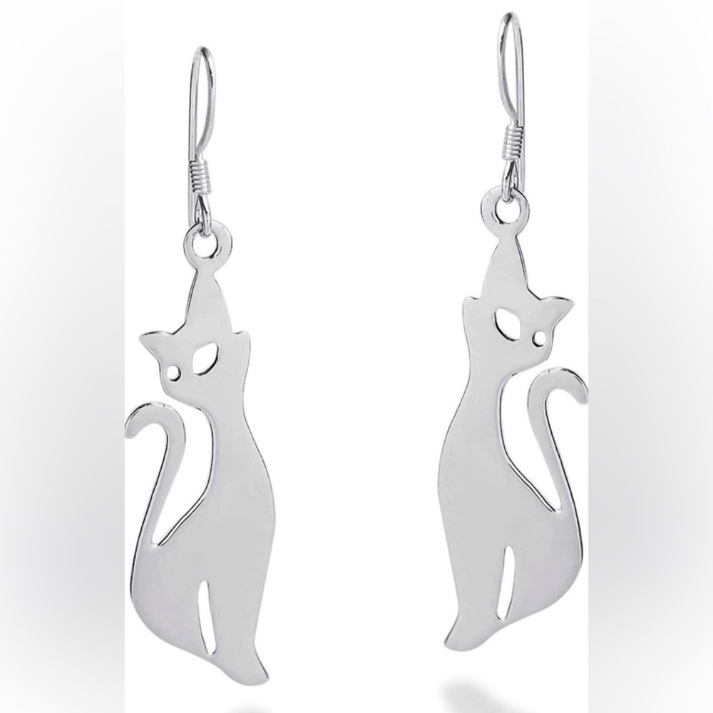 New Foxy cat dangle earrings .925 silver